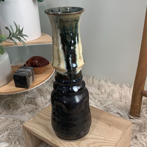 Handmade Pottery Drip Glaze Stonewear Vase - Picture 4 of 17